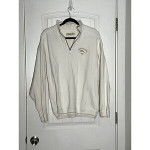 Tommy Bahama Men's Size Large Cream Relax Quater Zip 100% Cotton